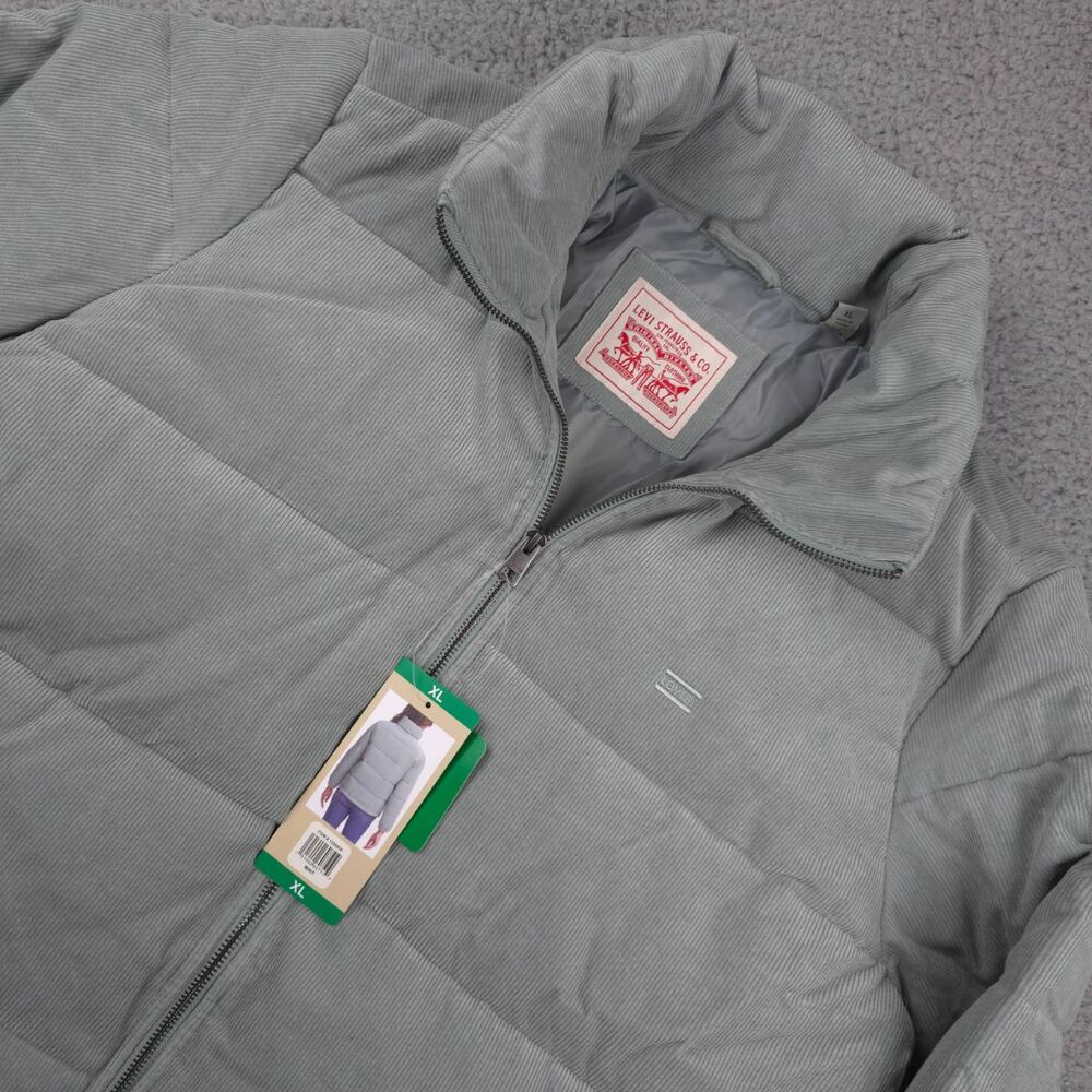 Levis Jacket Womens Size XL Light‎ Green/Teal Puffer Corduroy Coat